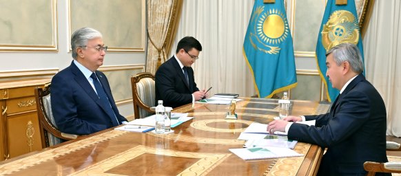 Токаев принял председателя правления АО «Национальный управляющий холдинг «Байтерек» Н.Байбазарова